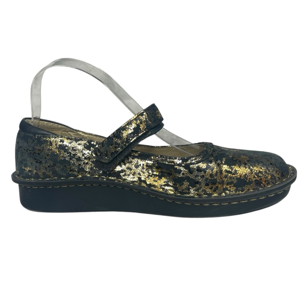 Alegria 39 Belle Glammo gold and black suede Mary Janes - Picture 6 of 9